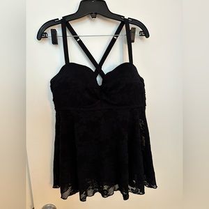 Torrid black stretch lace swim top
